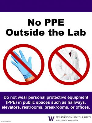 A sign that states No Personal Protective Equipment Outside of the Lab