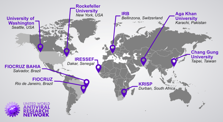 A map showing all of the UWARN lab locations across the world 